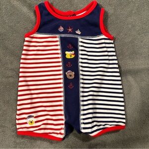 Baby Okie Dokie Nautical Bears Classic Button Snap Romper 0-3 months